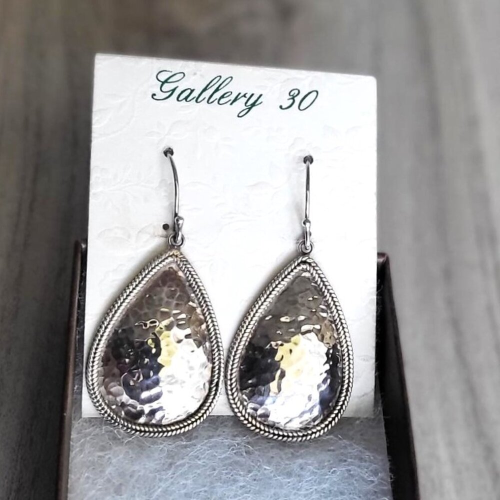 Silver Teardrop Hook Earrings